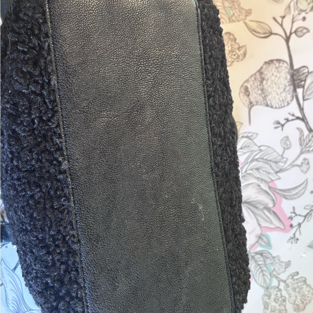 Betsey Johnson Black Faux-Shearling Tote with Crystal and Mirror Accents - Picture 4 of 4